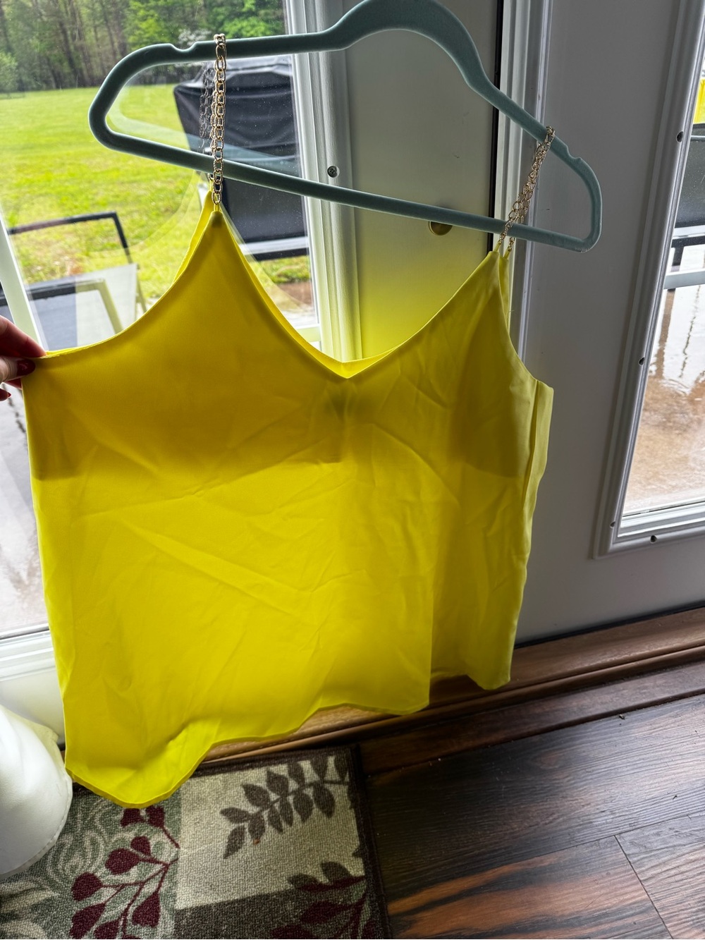 Chain-Strap V-Neck Cami Top in Yellow
